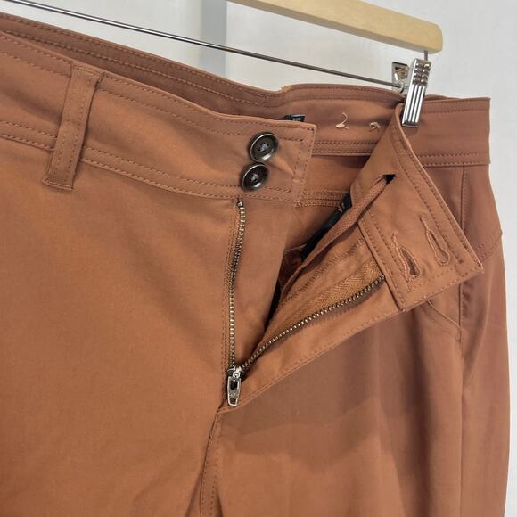 PRANA Halle Pants Zip Fly Roll Up Hike Travel Stretch Nylon Rust Brown 12 SHORT - Picture 5 of 12